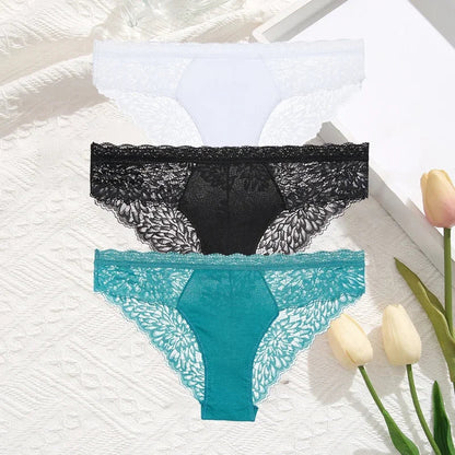 Premium Seamless Lace Briefs for Women – 3-Piece Set