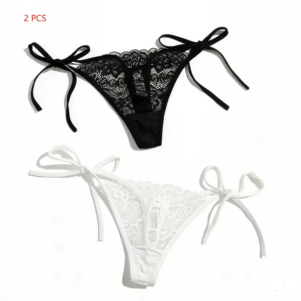 2 pcs Low Waist Lingerie Lace Thong For Women Sexy Panties Comfortable Underwear Female Underpants C847