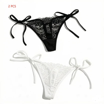 2 pcs Low Waist Lingerie Lace Thong For Women Sexy Panties Comfortable Underwear Female Underpants C847