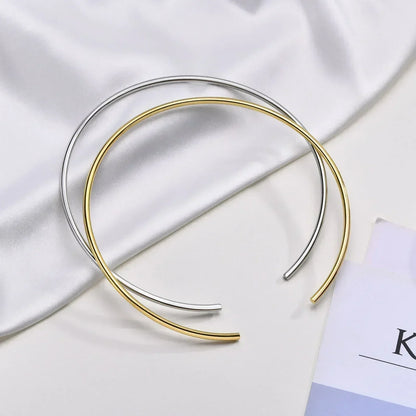 Choker Neck Cuff for Women, Open Collar Choker Torques Necklace Adjustable ,Simple Stainless Steel Jewelry