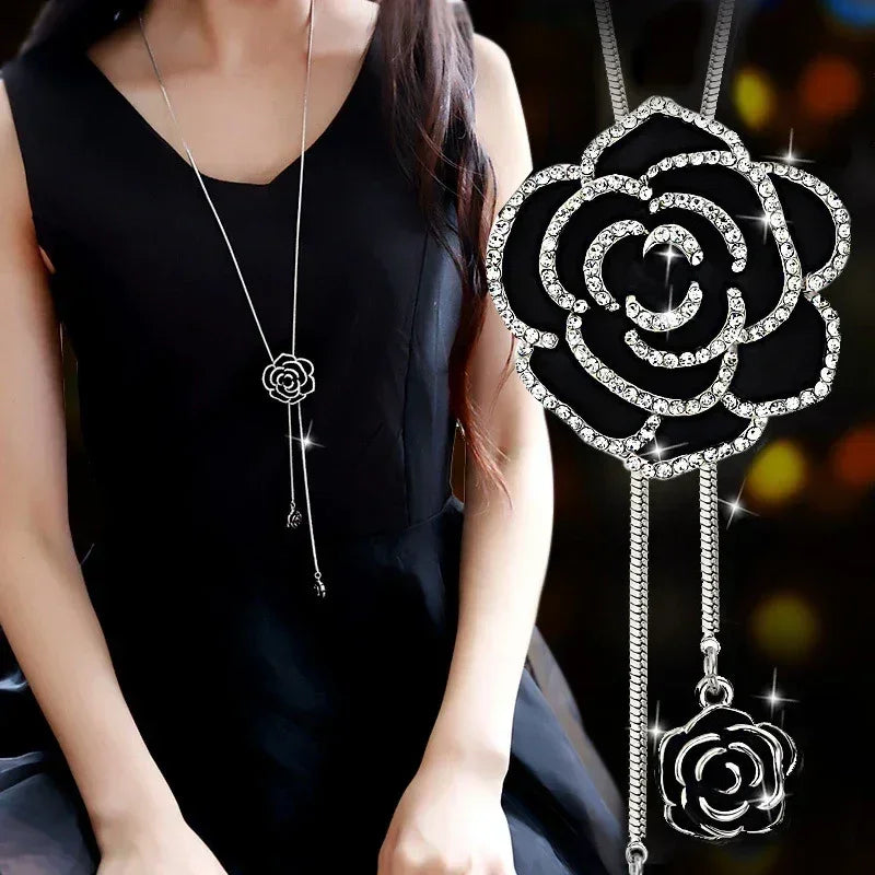 New Arrival Long Necklaces for Women 2024 Fashion Gray Crystal Choker Collier Femme Statement Necklaces &amp; Pendants Accessories