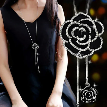 New Arrival Long Necklaces for Women 2024 Fashion Gray Crystal Choker Collier Femme Statement Necklaces &amp; Pendants Accessories