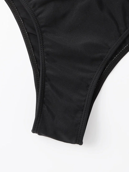 Cut-out Chain Linked One Piece Swimsuit Monokini Swimwear Women 2025 Bathers Padded Beachwear Bathing Swimming Suit Summer