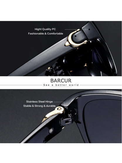 BARCUR Polarized Men’s Fashion Sunglasses – Elliptical Gradient TAC Lens with UV400 Protection – Lightweight Stainless Steel Frame Stylish Summer Eyewear for Travel Driving &amp; Outdoor Gift Occasions