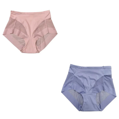 2Pcs/Set Women High Rise Briefs Panties Tummy Control Underwear Hip Shaping Sheer Mesh Panel Shapewear Sexy Lingerie S-3XL