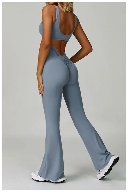 Women Sexy Back V Jumpsuit Gym Set Training Yoga Suit Sportswear Sports Jumpsuit Fitness Rompers Stretch Workout Bodysuits 8260