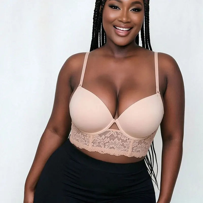 Plus-Size U-Shaped Backless Bra for Women, Sexy Push-Up Anti-Sagging Bra for Large Busts, Thin Invisible Backless Bra