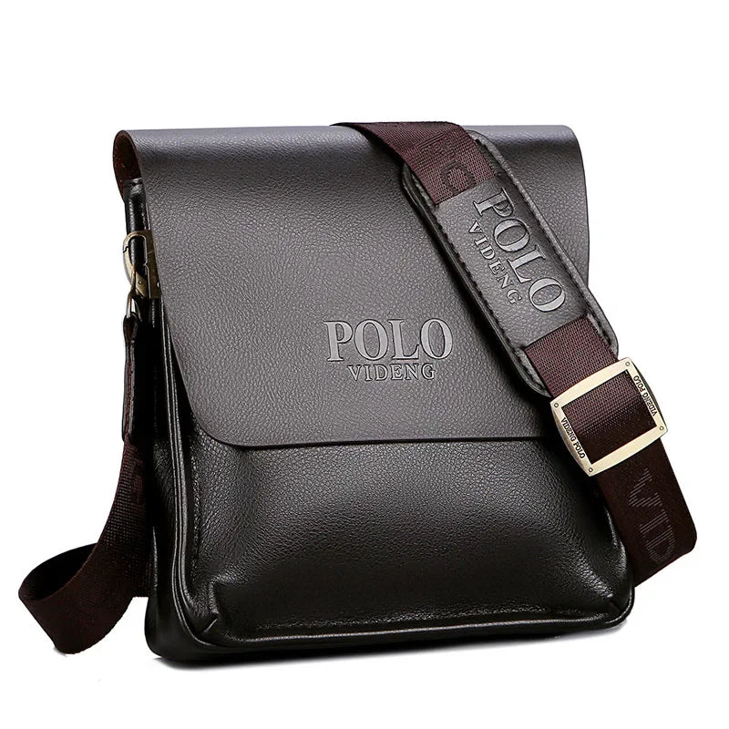 Leisure Business PU Leather Single Shoulder Bag For Men Polo Vertical Satchel - Five Pocket Layout
