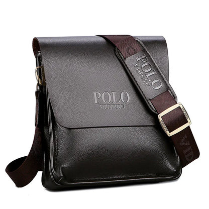 Leisure Business PU Leather Single Shoulder Bag For Men Polo Vertical Satchel - Five Pocket Layout