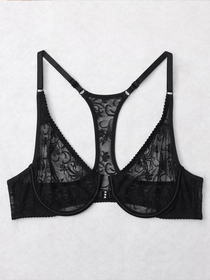 Womens Front Button Lace Bra Underwire Underwear Elegant Embroidery Trendy Breathable Casual Plus Size Lingeire A B C D E F Cup