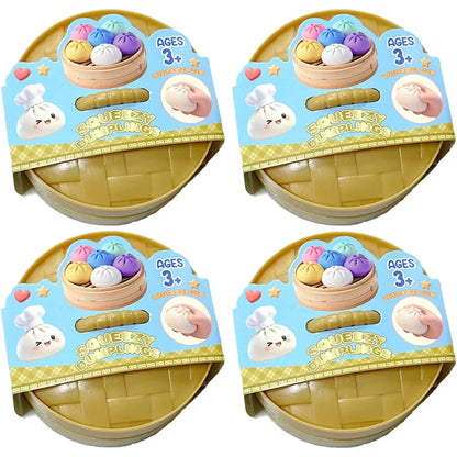 Colorful 6 Styles Glitter Dumpling Glitter Dumpling Squishy with Box Dumplings Sensory Squeeze Toy for Stress Relief Toys
