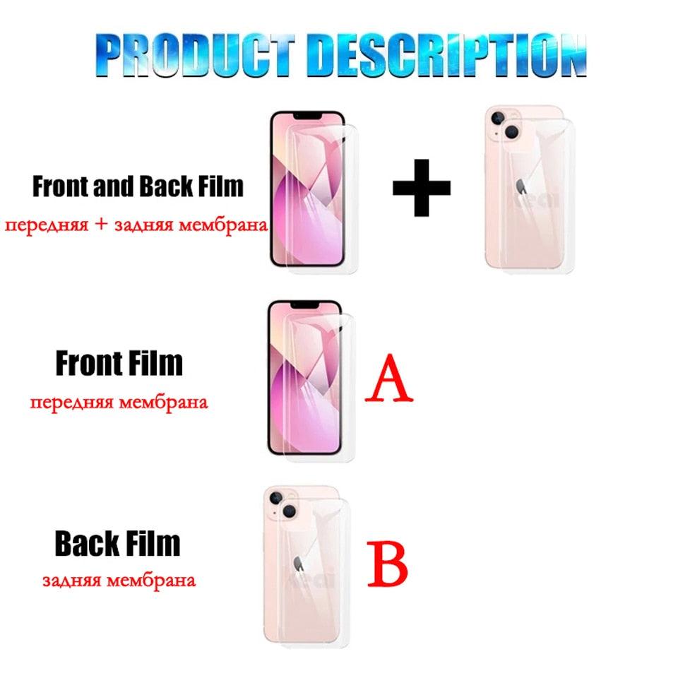 Full Cover iPhone 14 13 11 12 XS MAX XR X 7 8 6 6S SE Pro MAX Plus Mini Soft Back Phone Screen Protector Anti Bubble/Scratch Ultra Thin Tempered Glass Screen Protector