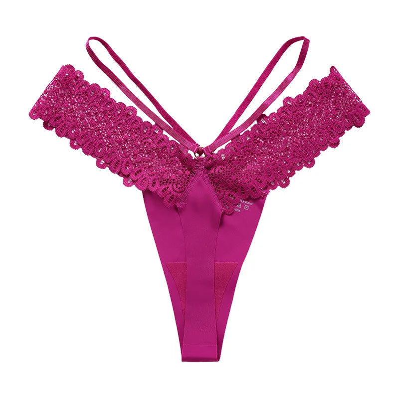 Lace Girls G String Thin Sexy Panties Seamless Women Briefs Ice Silk Thong Hollow Out Low Waist Underwear Female Lingerie