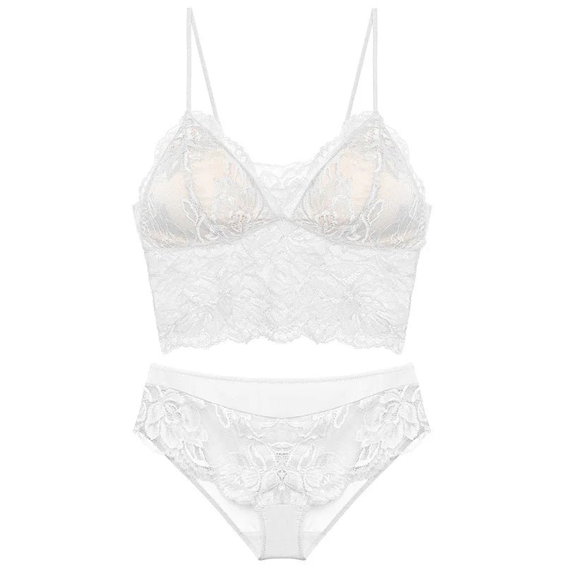 Sexy Backless Bralette French Sheer Mesh Halter Top Wireless Comfortable No Show Anti Nipple Bra &amp; G String Australia Hot MOYISU