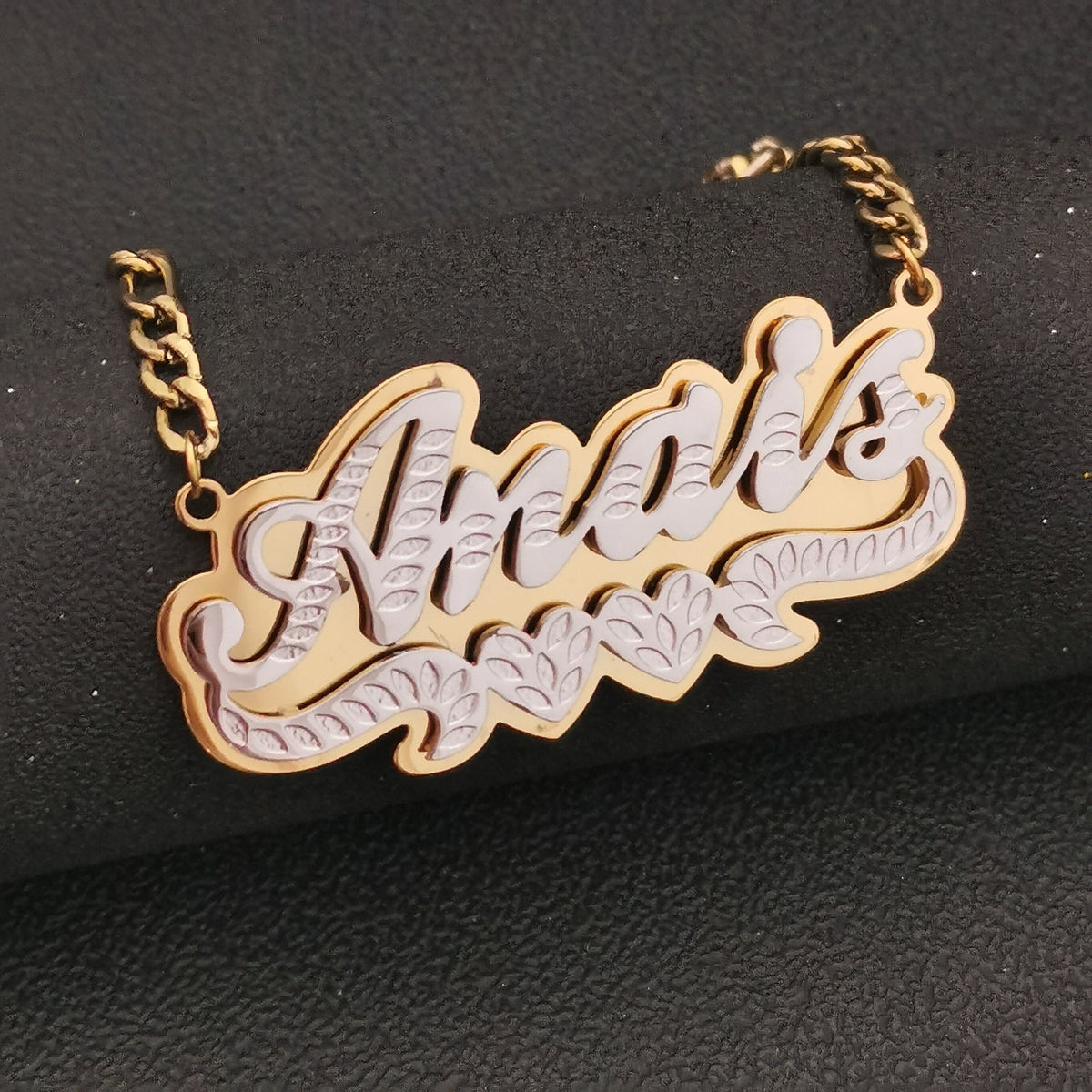 3D Double Plate Custom Nameplate Necklace Gold Plate Pendant Personalized Name Necklace