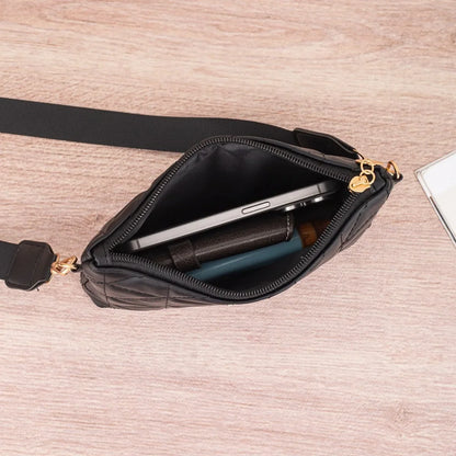 Brand Mini Square Phone Bag - Compact PU Bag With Embroidered Accent And Interior Zipper Pocket For Women