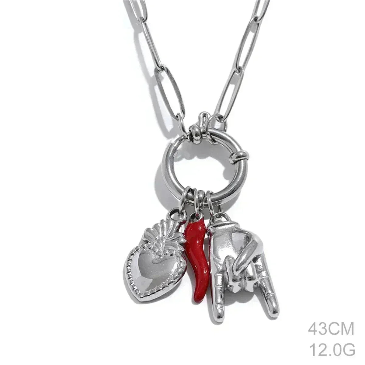Classic Hot Selling Bull Horn Sacred Heart Detachable Pendant Necklace for Women&