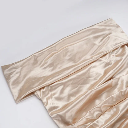 Elegant Satin Solid Color Off-Shoulder Women&