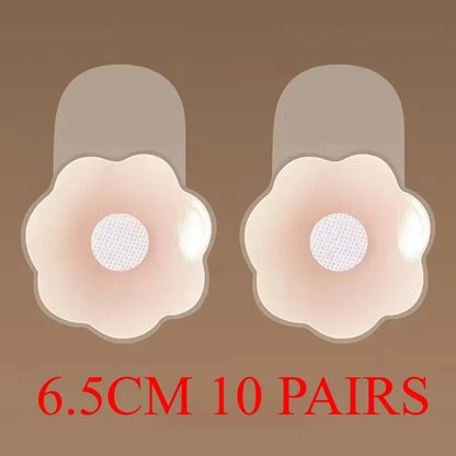 10 Pair 6.5CM Silicone Nipple Covers Adhesive Bra Stickers Invisible Lift Up Chest Pads Reusable Breast Petals for Women
