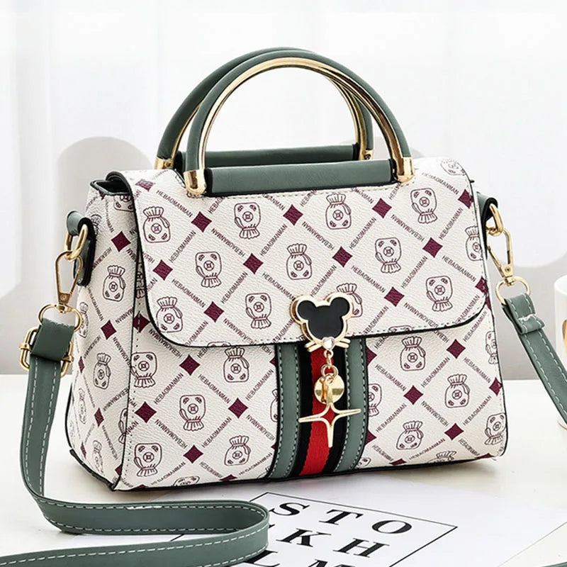 Monogram Print PU Leather Shoulder Bag For Women With Single Strap Casual Tote Bag - Versatile Everyday Accessory