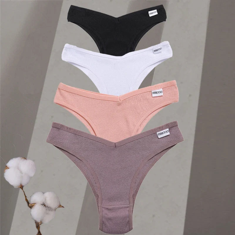 Premium Cotton Brazilian Panties – 4-Piece Set for Women
