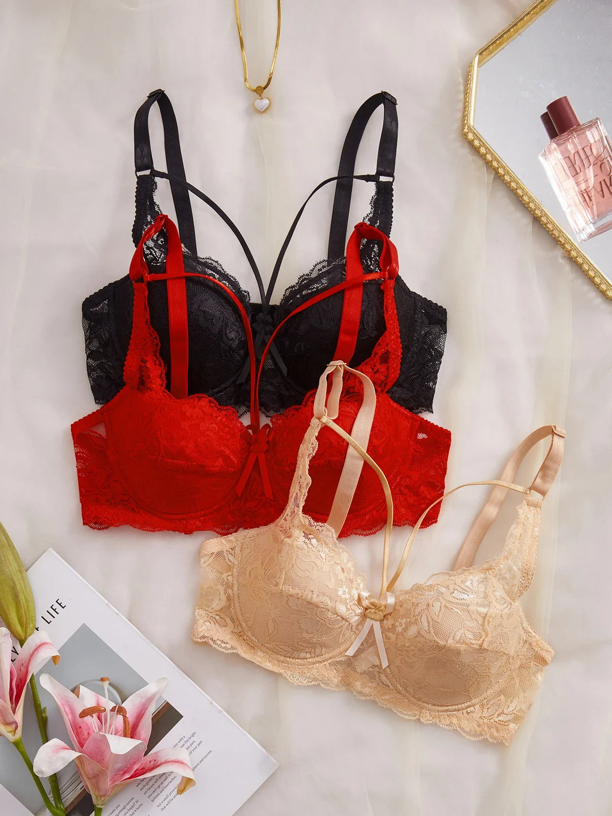 3Pcs Sexy Lace Women&