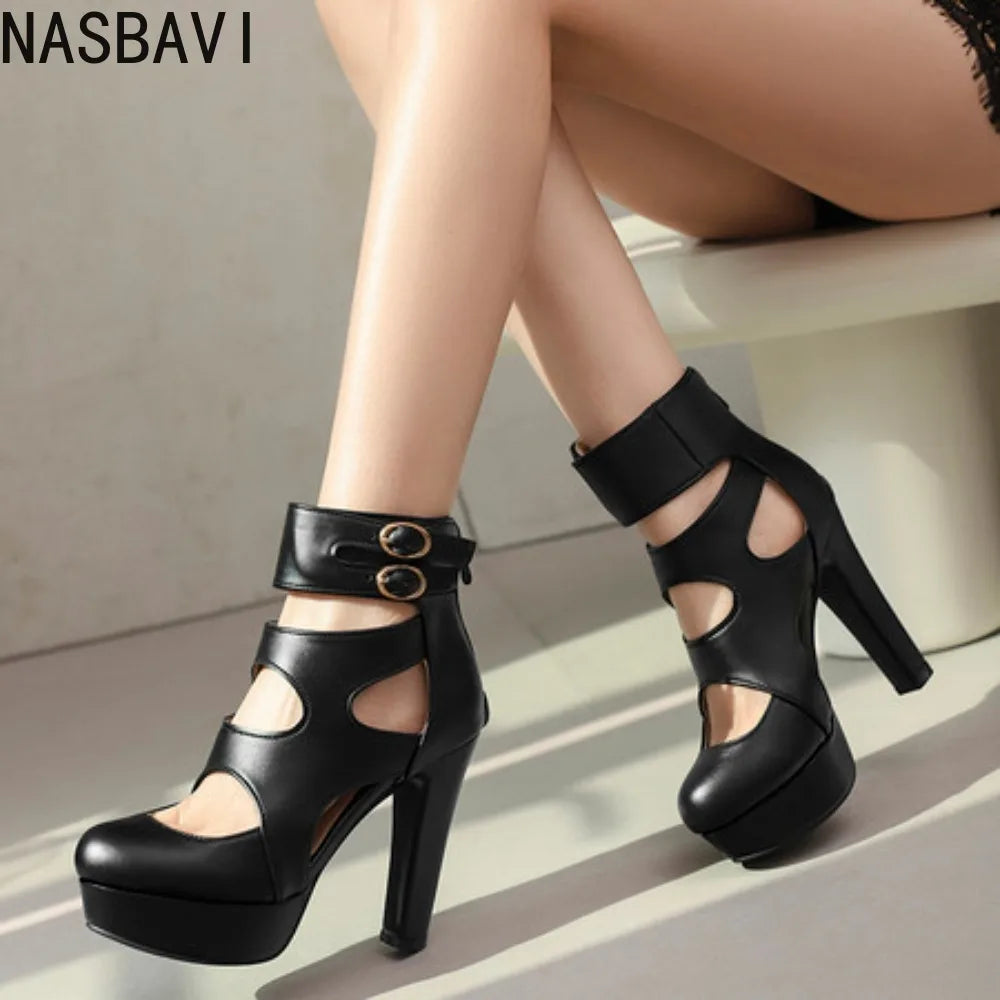 Trendy Hot Sale Summer Fashion Peep Toe Platform High Heels Roman Ankle Sandals Woman&
