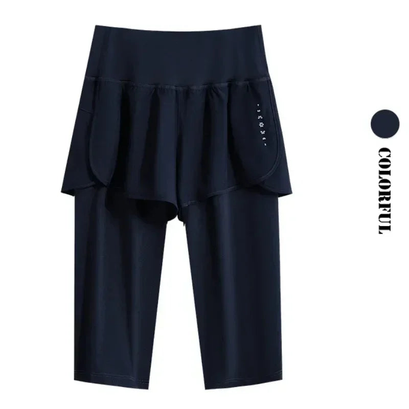 DRUR Yoga Shorts Women Summer Five-Quarter Athletic Shorts Elastic Waist Running Workout Short Leggings For Ladies Sport Shorts