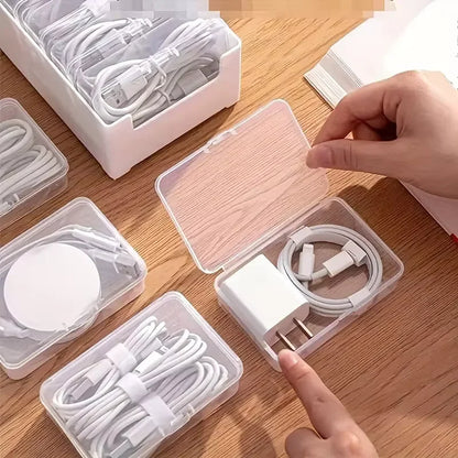 Cable Organizer Storage Box Set Durable Plastic Daily Office Supplies Sundries Charging Cord &amp; Mobile Device Management Storage