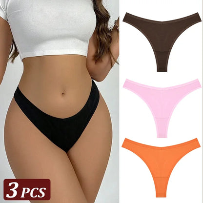 3-Piece Seamless Thong Panty Set – Soft Cotton Women&