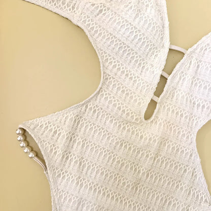 Sexy White Pink 3D Flower One Piece Swimsuit Skirts Sets Women Hollow Out Backless Thong Bikini Beach Bathing Suit Swimwear 2026