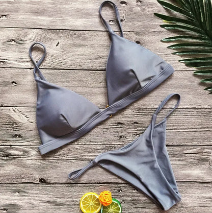 DEKA Women Sexy Solid Mini Micro Bikini Set Push-up padded Bra Thong Split Swimwear Female Bandage Bathing Suit Lacing Swimsuit