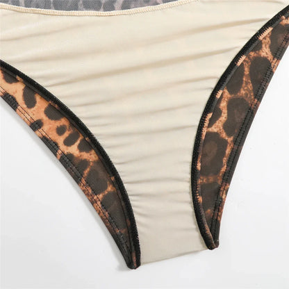 S - XXL New Sexy With Shorts Leopard Long Sleeve One Piece Swimsuit Women Swimwear Female Padded Bather Bathing Suit Swim V7348