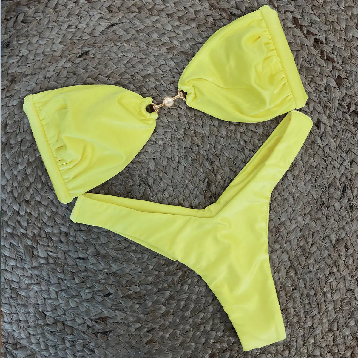 New Halter Bikini High Leg Swimsuit Swimwear Women Deep Back Two-Piece Separates Bikini Sets Strappy Bathing Suits