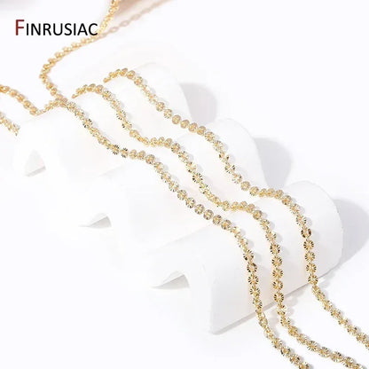 4mm*4.5mm 14K Real Gold Plated Round Textured Chains For Necklace Making, DIY Jewelry Accessories Handmade Crafts Chains