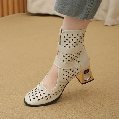 Sandals Platform Beige Summer Mesh Grid Ankle Boots Roman Sandals For Woman2026
