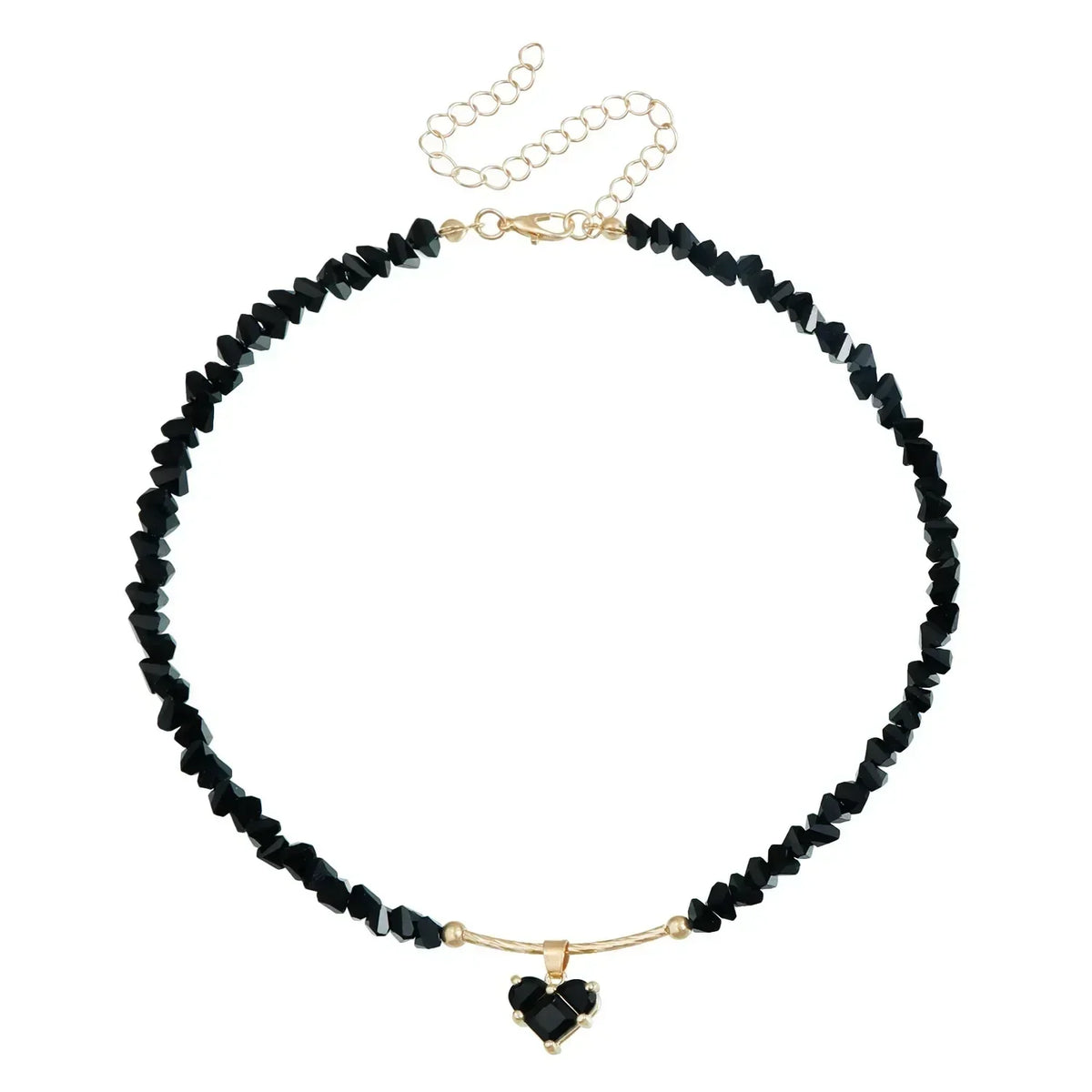 Fashion Heart Beaded Necklace for Women Boho Elegant Irregular Crystal Chain Y2K Choker Exquisite Party Gift Jewelry Accessories