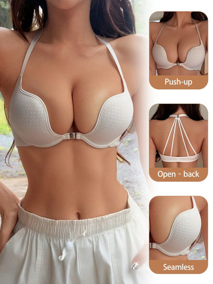 New Front-Closure Bra Non-slip Sexy beautiful back Skin-friendly material Open-back Seamless Push-up Fashion Lingerie MR3727