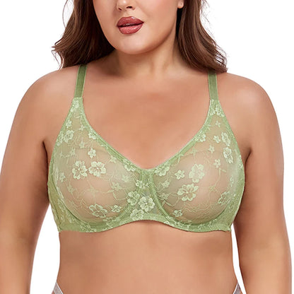 Ultra Thin Plus Size Womens Underwire Support Bra Adjustable Straps No Padding Comfort Leisure Sexy Brassiere