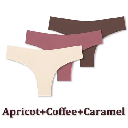 3-Piece Seamless Brazilian Panties Set – Ultra-Thin Ice Silk Underwear