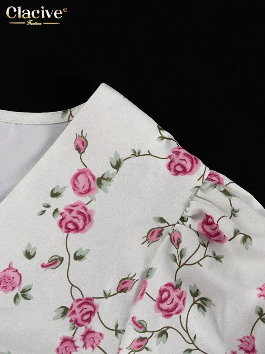 Clacive Summer Slim Print Women&