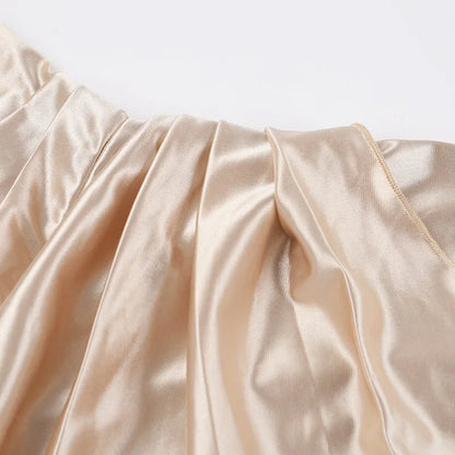 Elegant Satin Solid Color Off-Shoulder Women&
