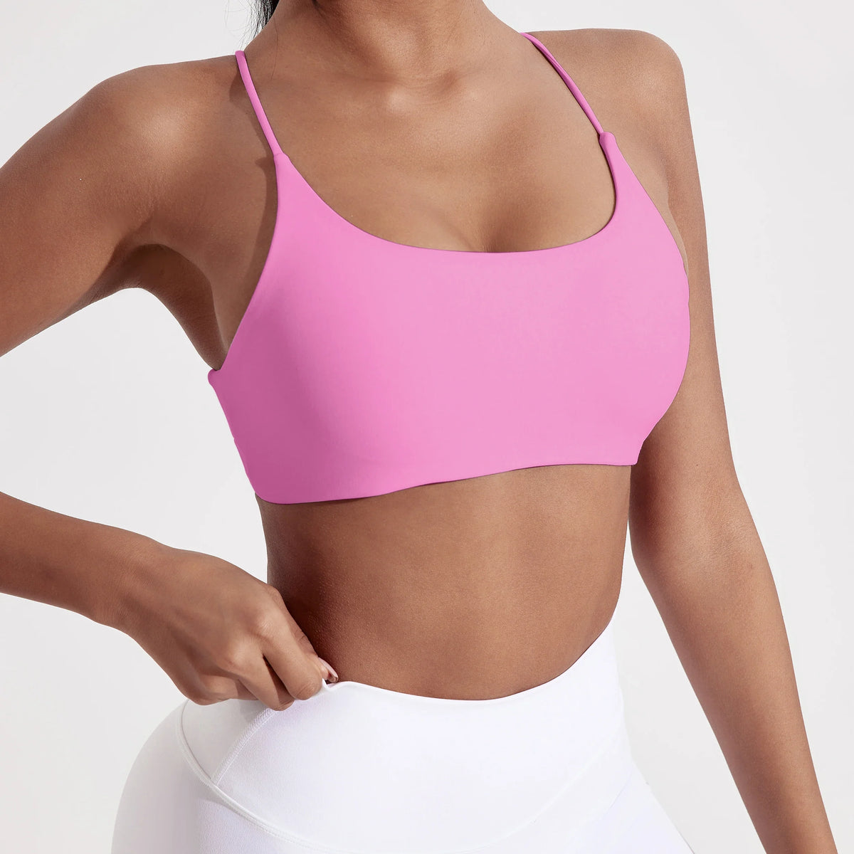 Solid Color cross back Women Fitness Sport bra top soft tight Comprehensive training jogging gym yoga underwear With chest pad