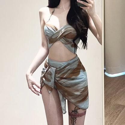 New Fashionable Plus Size Multi Piece Set Split Swimsuit for Women Covering  Belly  Slimming Down Hot Spring Vacation Swimsuit