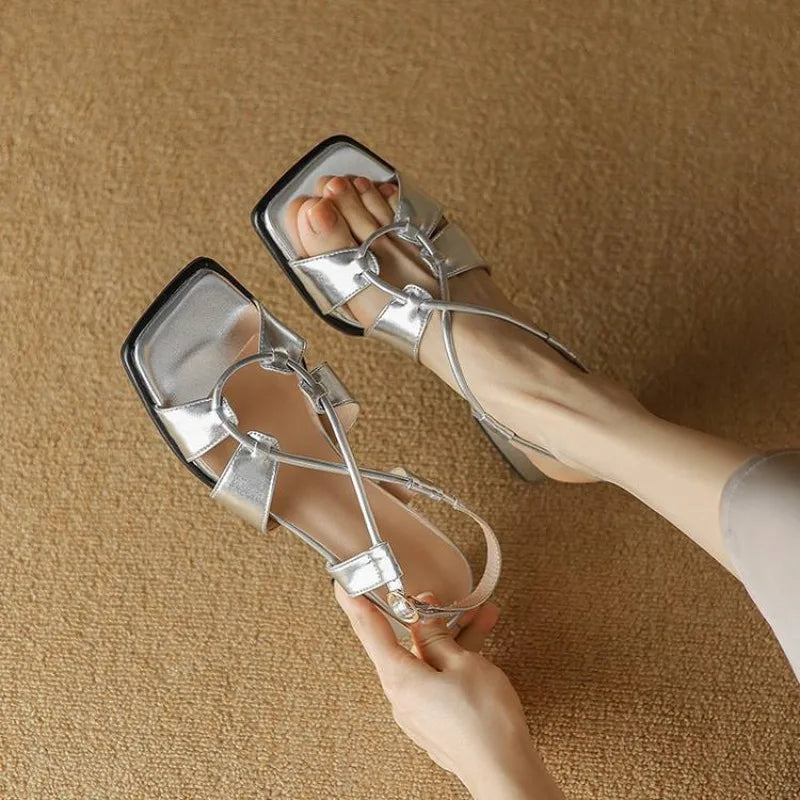 Summer New Model Fashion Middle Heeled Women&