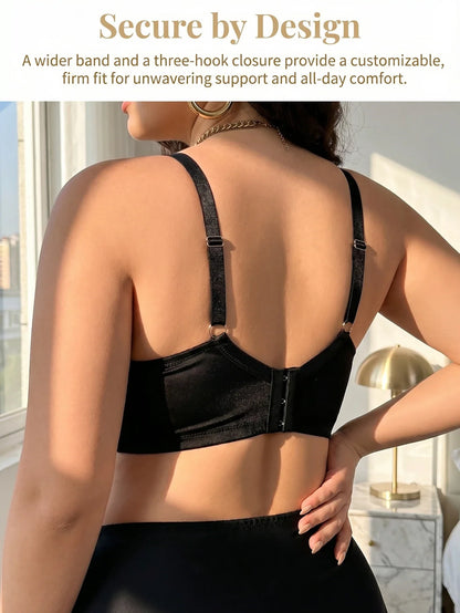 Women Plus Size Lace Bra Deep V Neck Sexy Rhinestone Strap Bralette For Big Fat Girls Comfortable Underwear For Big Breasts 3087
