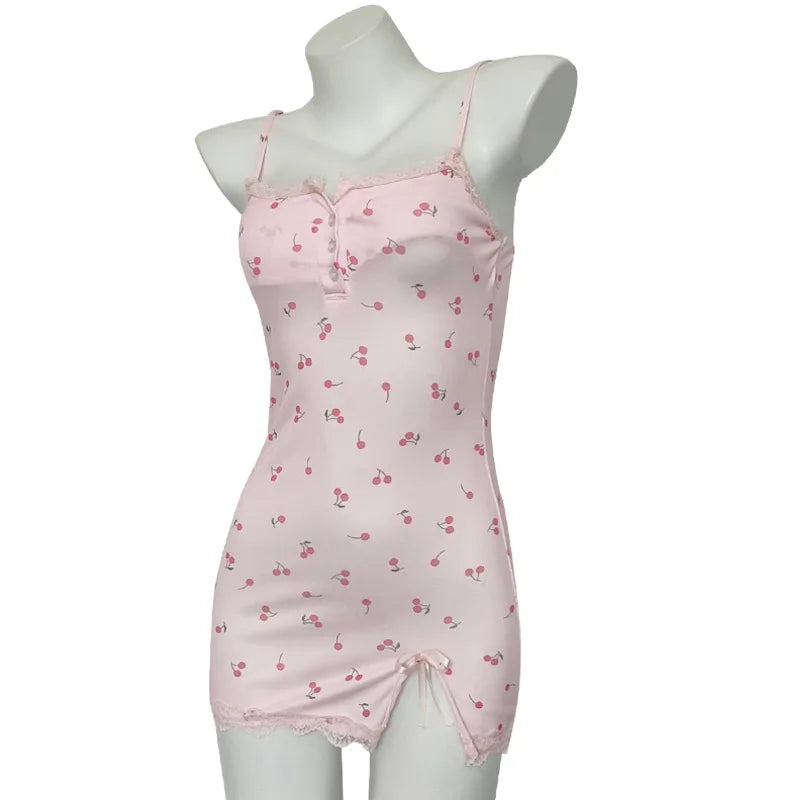 Floral Print Balck Nightdress Women&