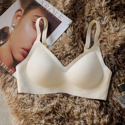 One Piece Wireless Bra Women Deep V Seamless Padded Bra 3 Row Hook Back Underwear Light Support All Match Basic Daily Intimate