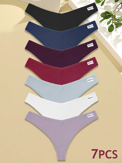 Soft Cotton G-String Panties – 7-Piece Set for Women