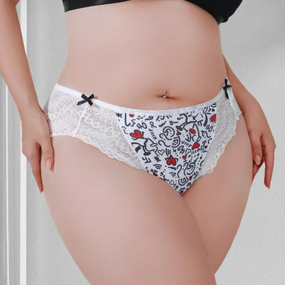 1pcs Plus Size 1XL-4XL Sexy Women Panties Bow Elegant Lady Briefs Mid Waist Female Underpants Breathable Comfortable Underwear